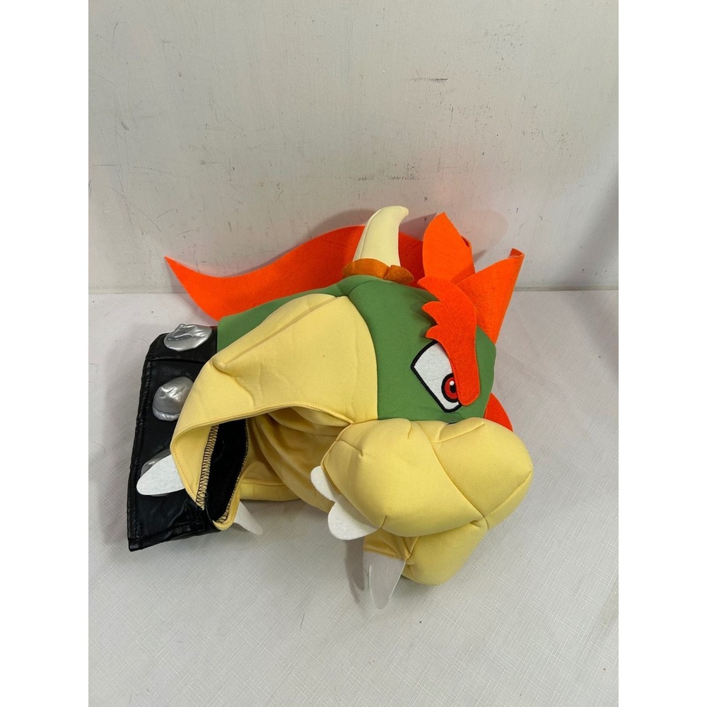 Nintendo Bowser Costume Headpiece Size 14+ Green Yellow Plush Kids Accessory